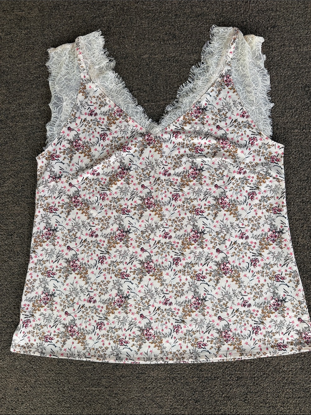 Grace & Lace Cream Cami with Pink & Green Floral Print